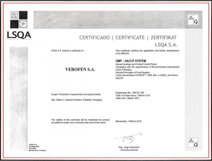 LSQA Certificate - English