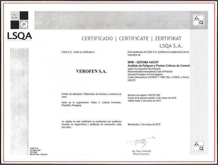 Certificado LSQA - Español