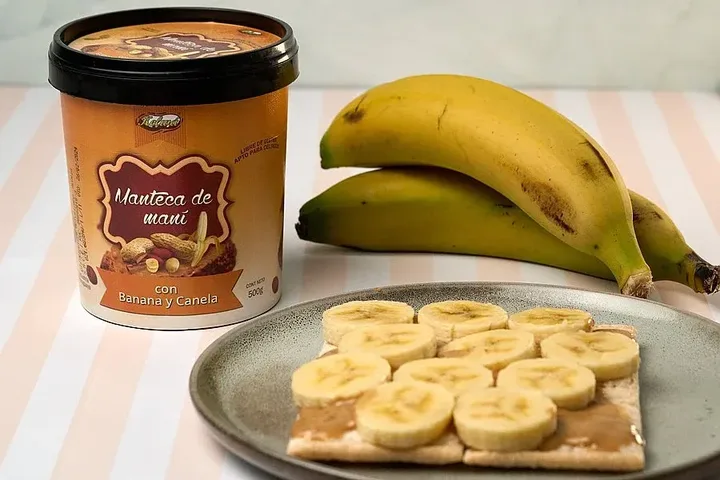 Manteca de mani con banana y canela 500g